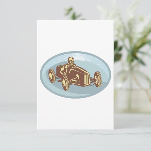 ヴィンテージレースカードライバークラシックモータースポーツアート 招待状 (スタンド正面)