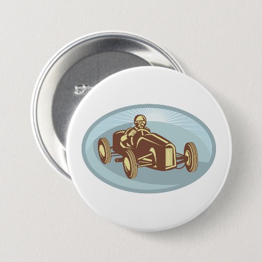 ヴィンテージレースカードライバークラシックモータースポーツアート 缶バッジ (正面&裏面)