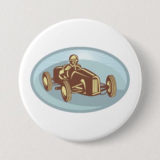 ヴィンテージレースカードライバークラシックモータースポーツアート 缶バッジ (正面)