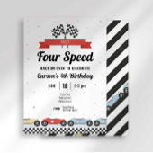 ヴィンテージレースカーニーズ4スピード誕生日招待状 招待状