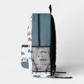 ヴィンテージレースカーパターンボーイホワイト プリントバックパック (右)