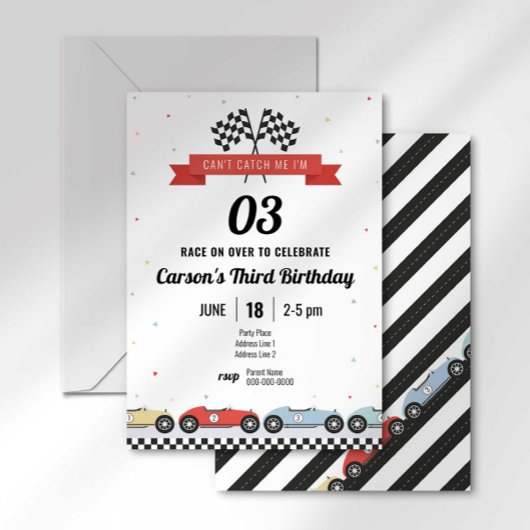 ヴィンテージレースカーファーストラップ誕生日招待状 招待状