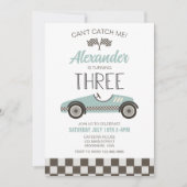 ヴィンテージレースカーブルー第3誕生日招待状 招待状 (正面)