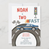 ヴィンテージレースカーブルー2nd誕生日招待状 招待状 (正面)