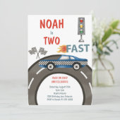 ヴィンテージレースカーブルー2nd誕生日招待状 招待状 (スタンド正面)