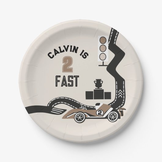 ヴィンテージレースカーボーイズ2速バースデーパーティー ペーパープレート (正面)