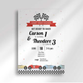 ヴィンテージレースカー兄弟姉妹誕生日招待状 招待状