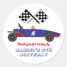 ヴィンテージレースカー子供へボーイズ誕生日パーティー ラウンドシール