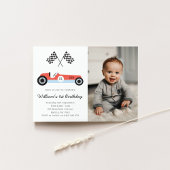 ヴィンテージレースカー誕生日パーティフォト招待状 招待状