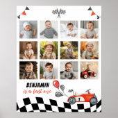 ヴィンテージレースカー誕生日パーティマイルストーンサイン ポスター (正面)