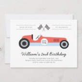 ヴィンテージレースカー誕生日パーティーへの招待 招待状 (正面)