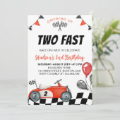 ヴィンテージレースカー誕生日招待状レーシングカー 招待状 (スタンド正面)