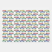 ヴィンテージレースカー誕生日 ラッピングペーパーシート (正面3)