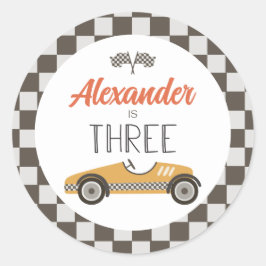 ヴィンテージレースカー3誕生日 ラウンドシール
