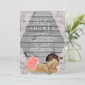 ヴィンテージレースガール素朴ベビーシャワー招待状 招待状 (スタンド正面)
