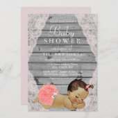 ヴィンテージレースガール素朴ベビーシャワー招待状 招待状 (正面/裏面)