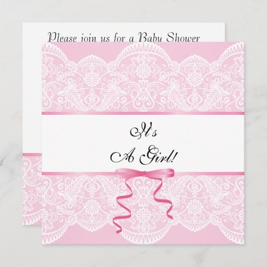 ヴィンテージレースガール赤ちゃんシャワー 招待状 (正面/裏面)