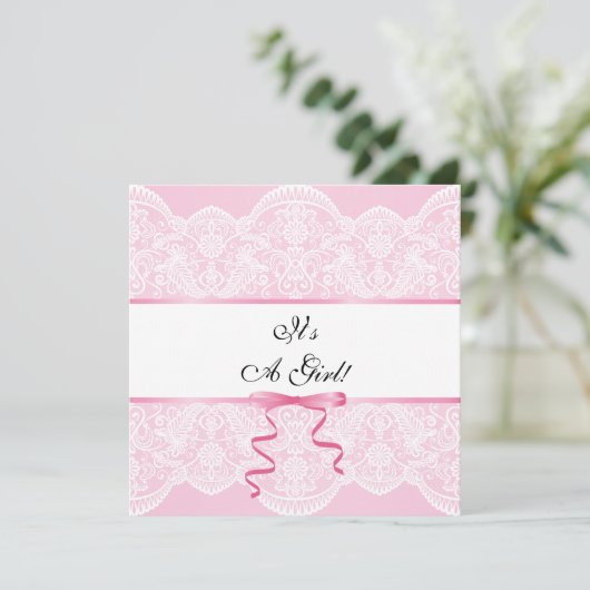 ヴィンテージレースガール赤ちゃんシャワー 招待状 (スタンド正面)