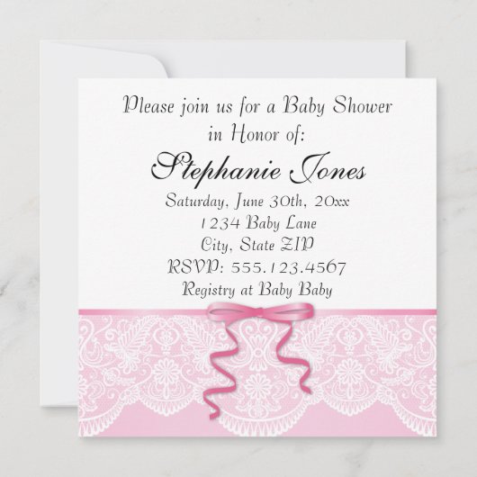ヴィンテージレースガール赤ちゃんシャワー 招待状 (裏面)