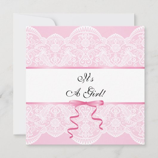 ヴィンテージレースガール赤ちゃんシャワー 招待状 (正面)