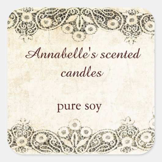 ヴィンテージレースキャンドルシール付きラップ スクエアシール (正面)