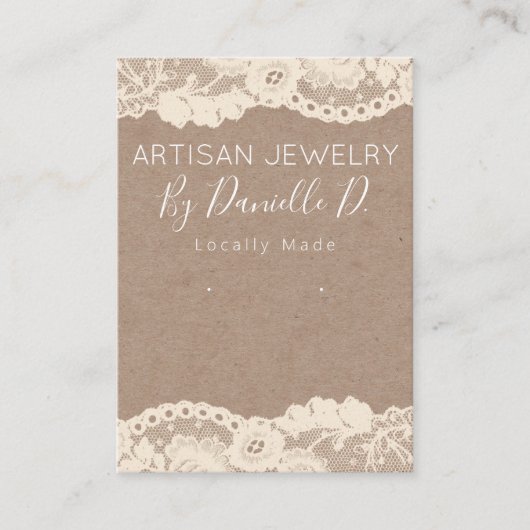 ヴィンテージレースクラフト手作りジュエリーイヤリング 名刺 (正面)