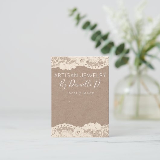 ヴィンテージレースクラフト手作りジュエリーイヤリング 名刺 (スタンド正面)