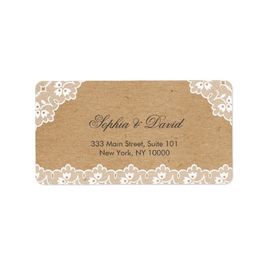 ヴィンテージレースクラフト紙結婚ズカスタム ラベル (正面)
