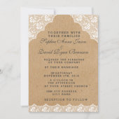 ヴィンテージレースクラフト紙結婚式招待状 招待状 (正面)