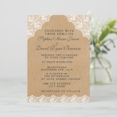 ヴィンテージレースクラフト紙結婚式招待状 招待状 (スタンド正面)