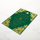 ヴィンテージレースグリーンイスラムアラビア結婚語+ Eng 箔招待状 (回転した状態)