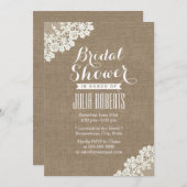 ヴィンテージレースコーナーバーラップブライダルシャワー 招待状 (正面/裏面)