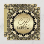 ヴィンテージレースゴールデンウェディングパーティー招待状 招待状 (正面/裏面)