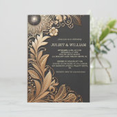 ヴィンテージレースゴールドフォイルエンボスリハーサルディナー 招待状 (スタンド正面)