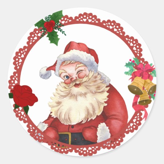 ヴィンテージレースサンタスティッカー ラウンドシール (正面)
