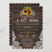 ヴィンテージレースサンフラワーウッドI DO BBQ 招待状 (正面/裏面)
