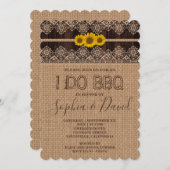ヴィンテージレースサンフラワーズバーラップウッドI DO BBQ 招待状 (正面/裏面)