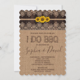 ヴィンテージレースサンフラワーズバーラップウッドI DO BBQ 招待状