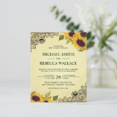 ヴィンテージレースサンフラワーバジェット結婚式招待状 (スタンド正面)