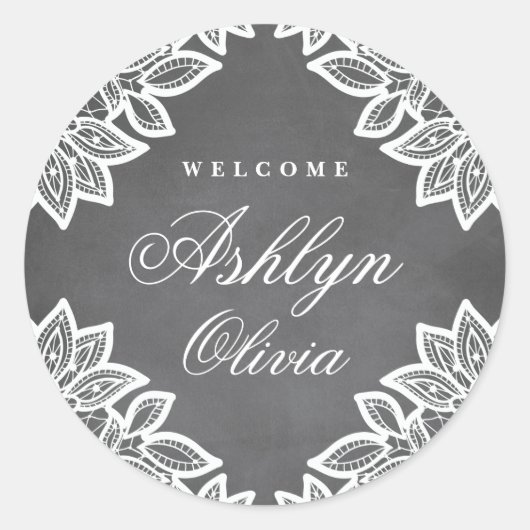 ヴィンテージレースシャルボードベビーシール ラウンドシール (正面)