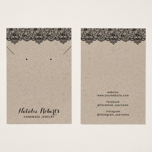 ヴィンテージレースジュエリーイヤリングネックレスディスプレイ (正面&裏面)