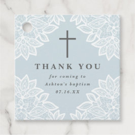 ヴィンテージレーススカイブルー感謝していバプティスメッセージカード フェイバータグ