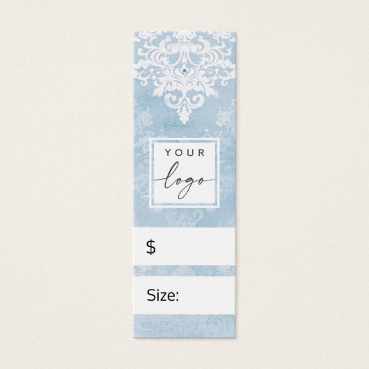 ヴィンテージレースステンシルダマスク青つる価ラベル (正面)