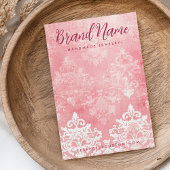 ヴィンテージレースステンシルダンスクピンクイヤーカード