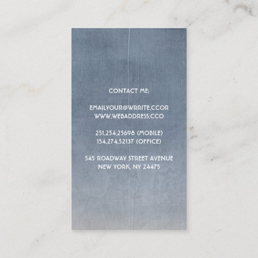 ヴィンテージレースダスティーまたは石板ブルーエレガント 名刺 (裏面)