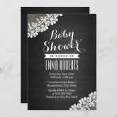 ヴィンテージレースダークウッドベビーシャワー招待状 招待状 (正面/裏面)