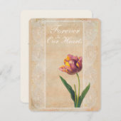 ヴィンテージレースチューリップ永遠に私たちのハート葬儀 招待状 (正面/裏面)