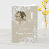 ヴィンテージレースデザインと写真 カード (黄色い花)