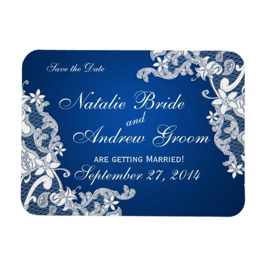 ヴィンテージレースデザイン日付の保存 マグネット (横)