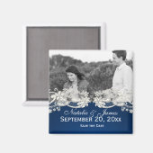 ヴィンテージレースデザイン日付を保存フォトサファイア マグネット (正面/裏面)